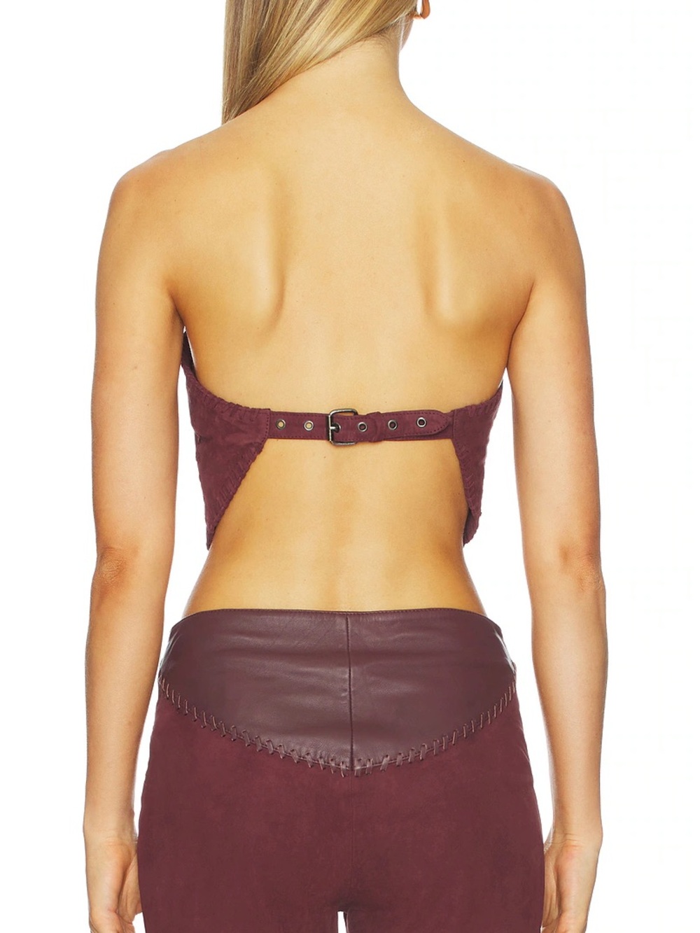 Understated Leather Hankerchif Whipstitch Top - Picture 3 of 8